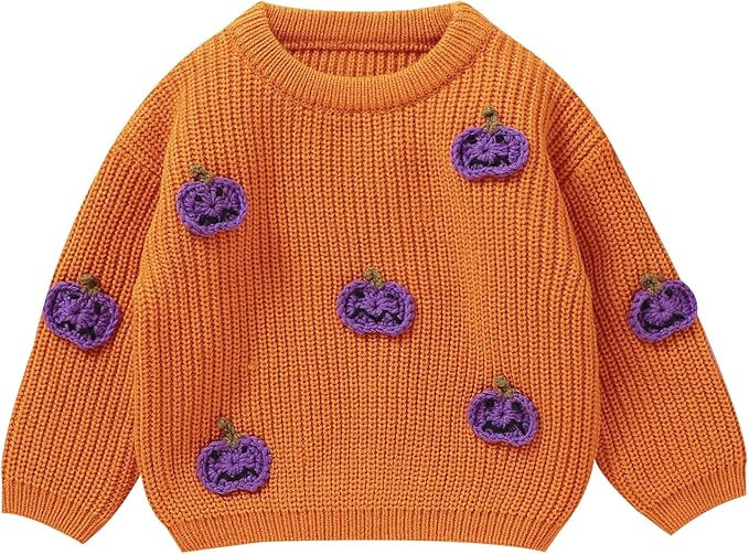 MAYUMMPY Toddler Baby Boy Girl Halloween Sweater Pumpkin Warm Pullover Sweatshirt Knitwear Knitte... | Amazon (US)