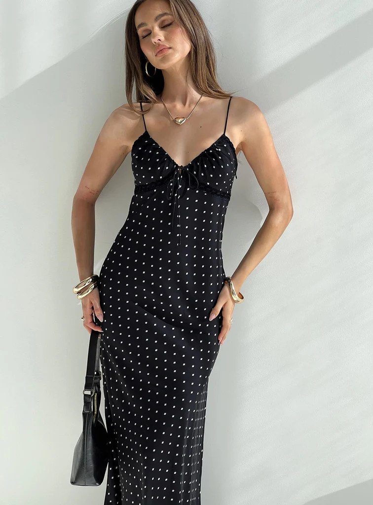 Emily Maxi Dress Black Polka Dot | Princess Polly US