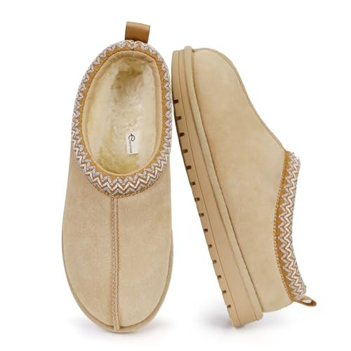 EVELLYHOOTD Slipper for Women Men Suede Braided Flat Mini Boots with Fluffy Fur Lining Short Ankle Boots for Autumn Winter Warm Casual Comfort Shoes,Mustard Seed | Amazon (US)