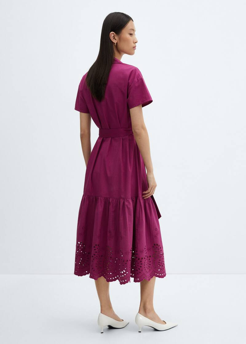 Openwork detail shirt dress -  Women | Mango USA | MANGO (US)