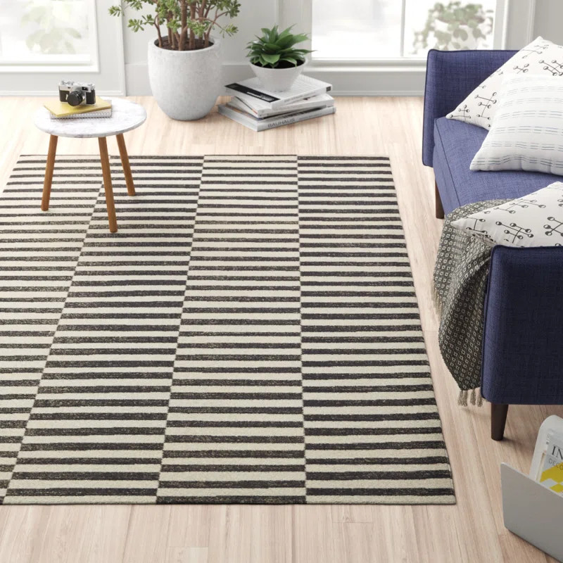 Arzilla Striped Ivory/Black Area Rug | Wayfair North America