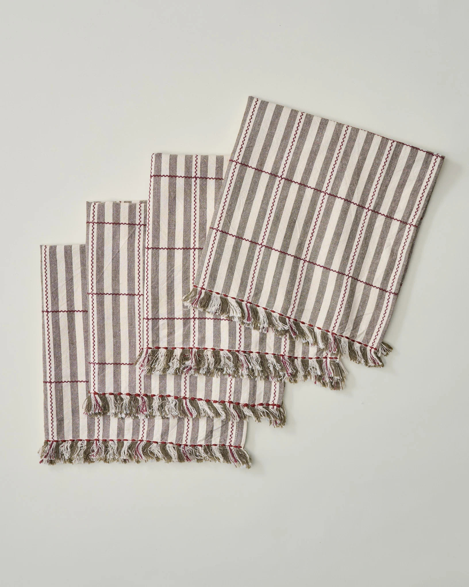 Bella Stripe Olive Napkin Set of Four | Magnolia