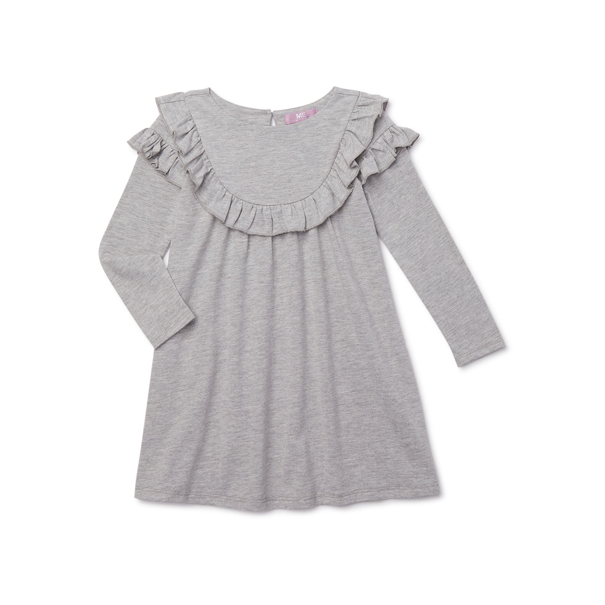 Mila & Emma Exclusive Girls Flutter Ruffle Long Sleeve Dress, Sizes 12M-5T | Walmart (US)