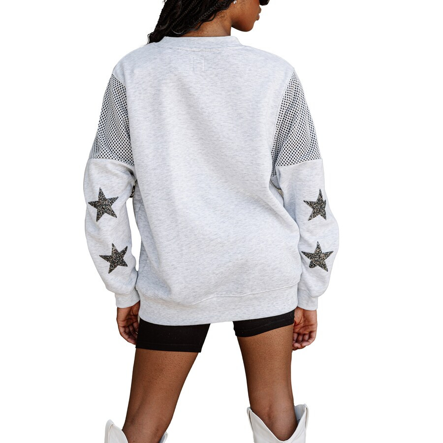 Women's Baltimore Ravens Gameday Couture Ash Rhinestone Star Mesh Shoulder Fleece Pullover Sweats... | NFL Shop