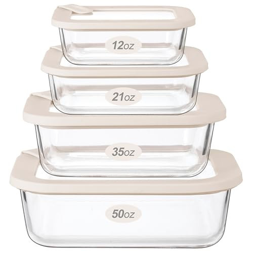Urban Green Glass Food Storage Containers with Glass Lids, Microwave Safe Food Container Set, Aitight Meal Prep Container Set, LeakProof, 100% Plastic Free, 4 Pack | Amazon (US)