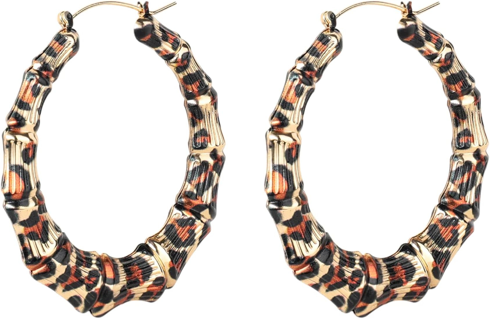 VOYOMI Leopard Hoop Earrings for Women - Large Statement Geometric Circle Earrings,Drop Dangle Ea... | Amazon (US)