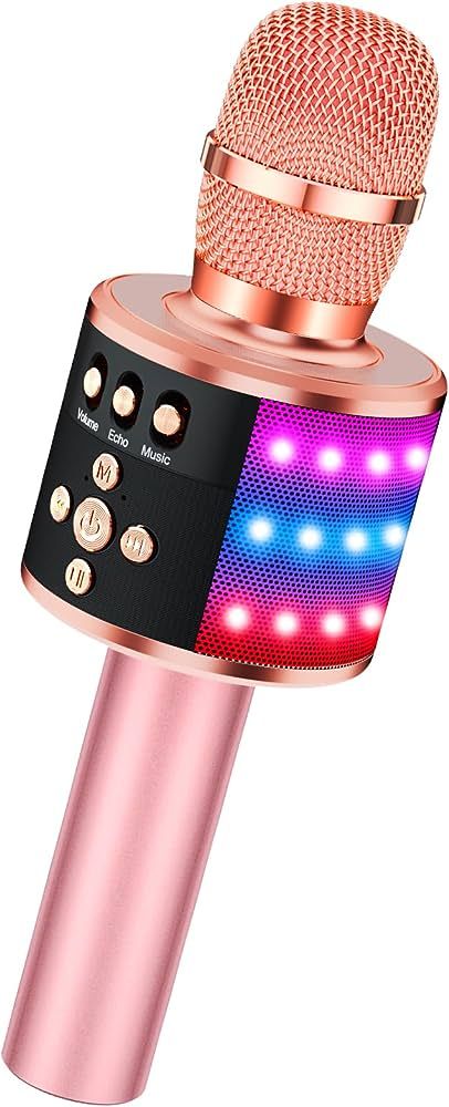 BONAOK Bluetooth Wireless Karaoke Microphone with LED Lights,4-in-1 Portable Handheld Mic with Sp... | Amazon (US)