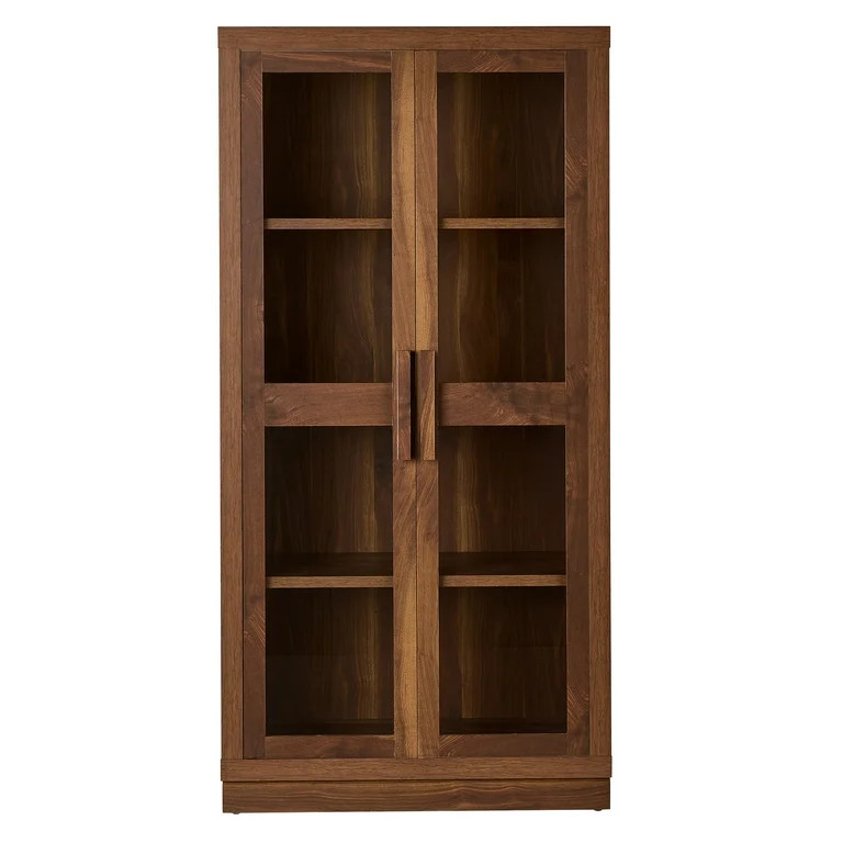Better Homes & Gardens Ezra Glass Door Storage Cabinet, Warm Walnut finish | Walmart (US)