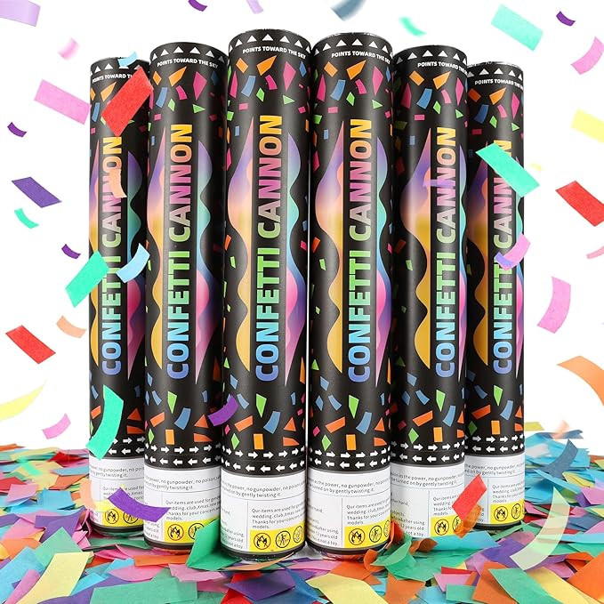 Confetti Cannon,Mulitcolor Party Poppers,6pack 12inch Confetti Wands For Birthday,Wedding,Christm... | Amazon (US)