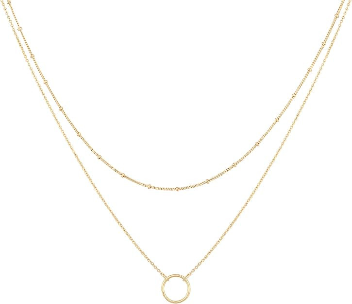 MEVECCO Layered Heart Necklace Pendant Handmade 18k Gold Plated Dainty Gold Choker Arrow Bar Laye... | Amazon (US)