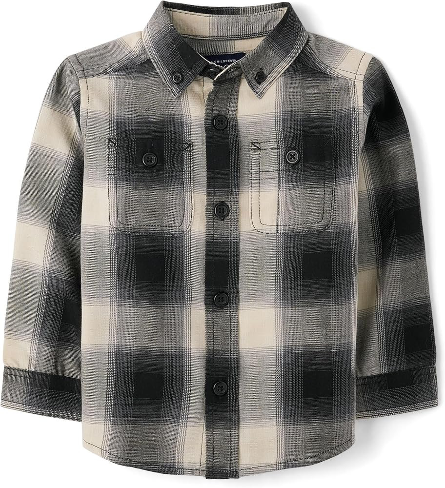 The Children's Place Baby-Boys and Toddler Long Sleeve Button Down Shirt | Amazon (US)