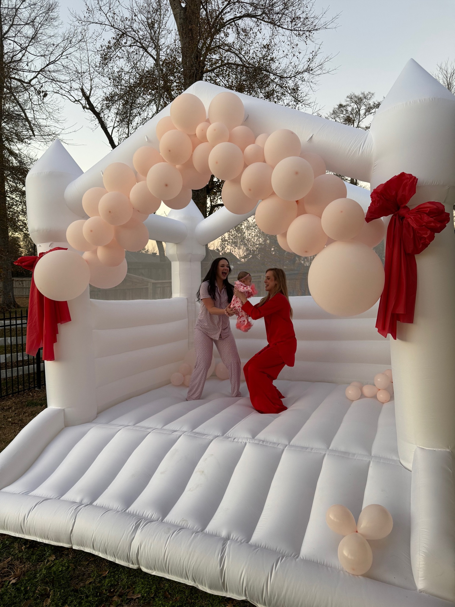White bounce house with beautiful balloon garland! 💕💖🎀❤️ all for a pajamas party 😍 #bouncehouse #hosting #party #birthdayparty #parties #pajamas #pjs #pjparty #babypajamas #babypjs #valentines #galentines #vday #girlsnight #gno #galpals 

#LTKFindsUnder50 #LTKKids #LTKParties