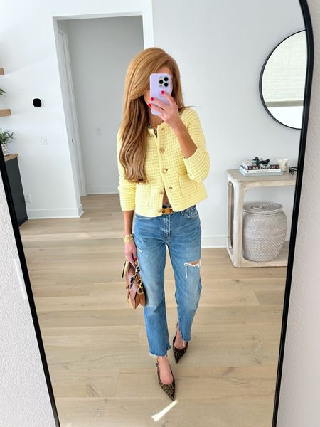 Love this yellow cardi for Spring things! The gold buttons give it such a luxe vibe. Linking my same jeans in newer washes as these are an old pair. Slingbacks run true to size 

#LTKSeasonal #LTKshoecrush #LTKover40