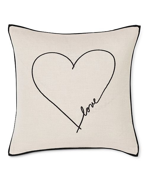 20" L x 20" W Love Heart Embroidered Square Pillow | Macys (US)