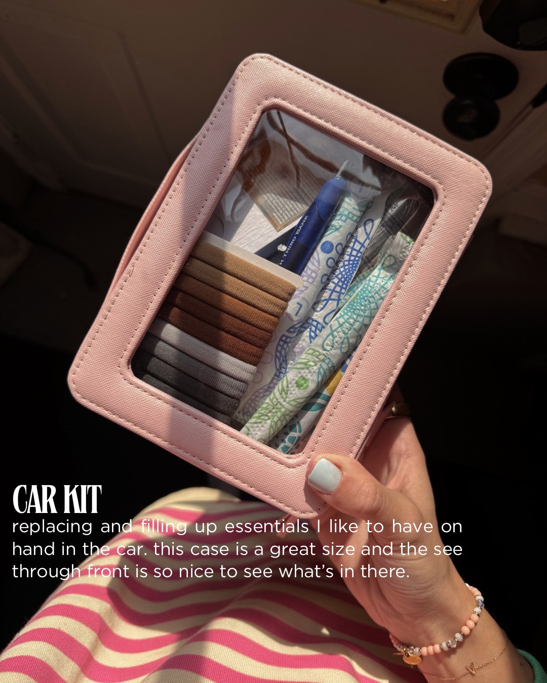 Easy kit to keep in the car!

car kit, travel kit, hand sanitizer, gel pens, hair ties, tampons, makeup bags, makeup organizer, hairspray, hallie ragan

#LTKmomlife #LTKselfcare #LTKTravel