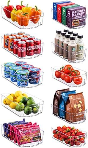 Set Of 10 Refrigerator Organizer Bins - 5 Wide and 5 Narrow Stackable Fridge Organizers for Freez... | Amazon (US)