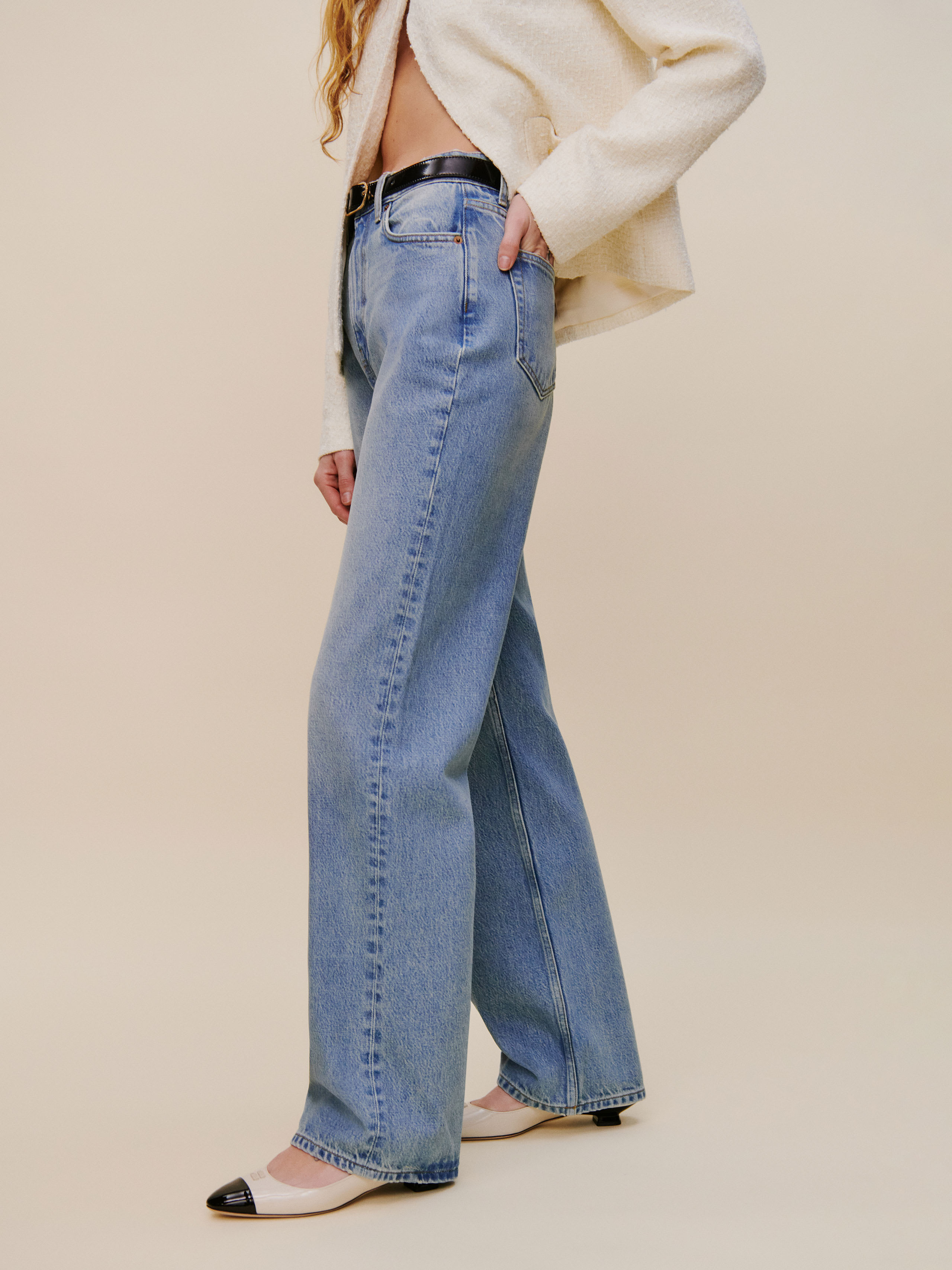 Cary High Rise Slouchy Straight Leg Jeans | Reformation (Global)