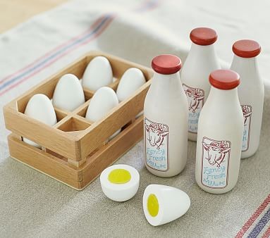 Wooden Food, 4 Piece Milk Bottle Set | Pottery Barn Kids