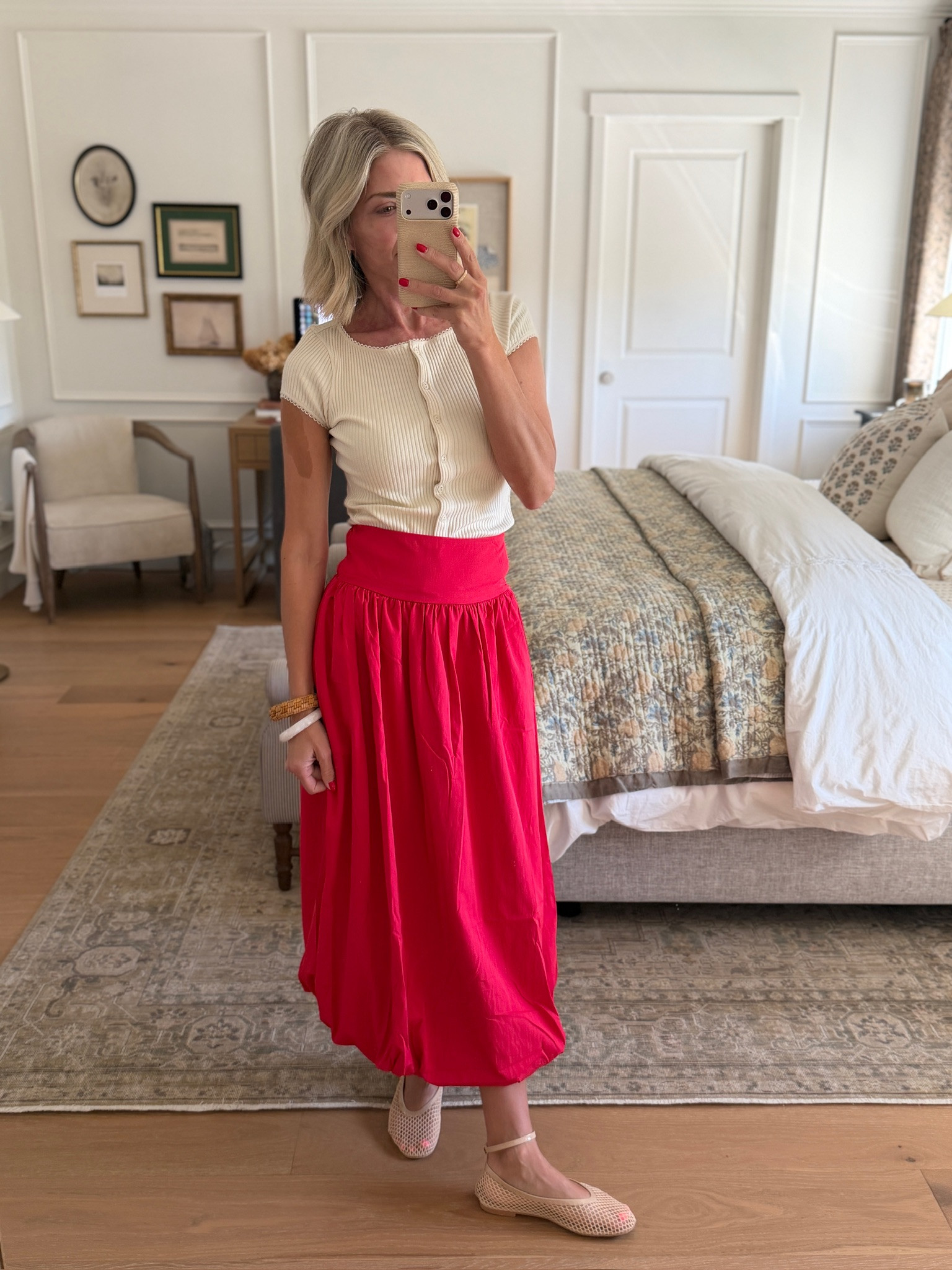 this free people top is such a great staple piece! perfect for the summer! I loved wearing this bubble skirt this week to the Parade of Homes!

allet flats, bubble skirt, boden skirt

#LTKgrwm #LTKootd #LTKOver40