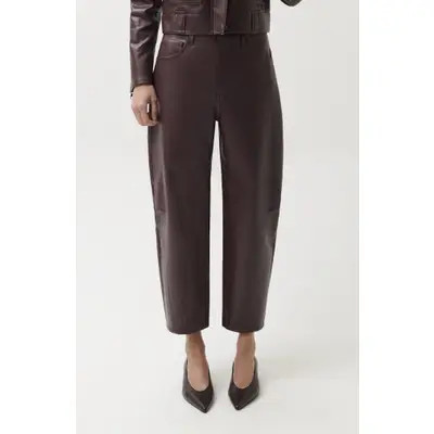 Pistola Eli Coated Ankle Barrel Leg Jeans in French Roast at Nordstrom, Size 24 | Nordstrom