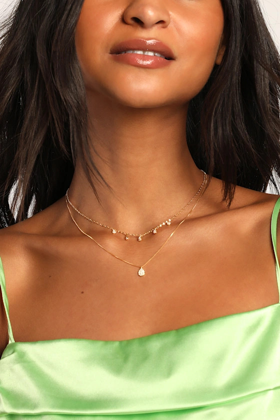 Tears of Joy 14KT Gold Rhinestone Pendant Necklace | Lulus (US)