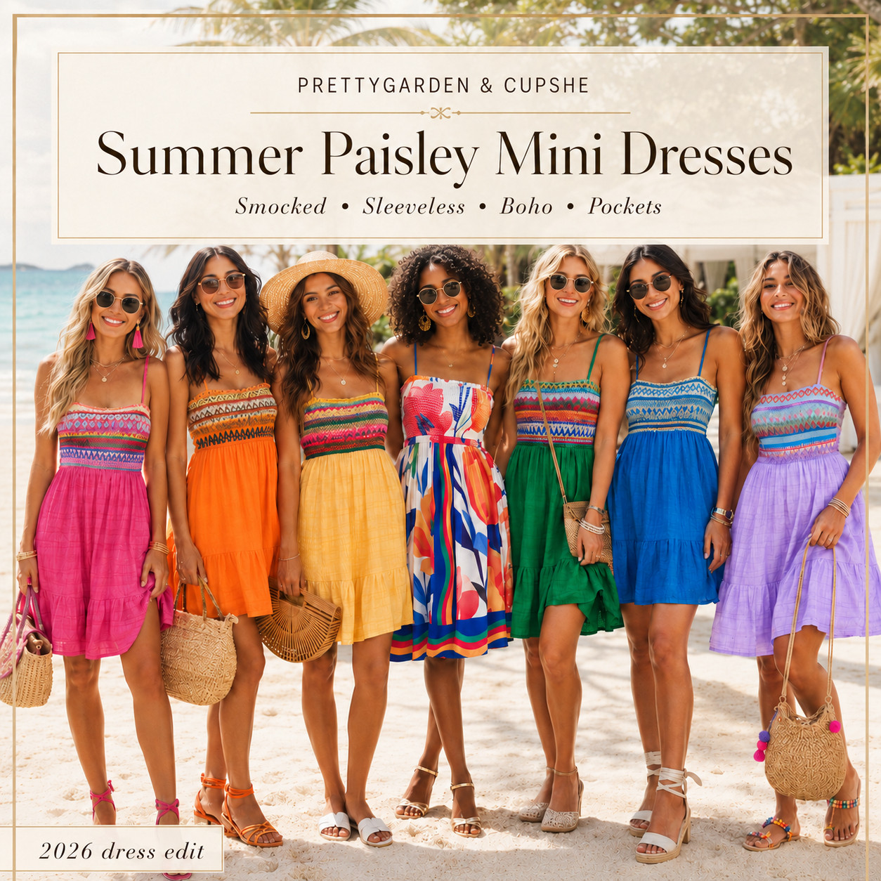 PRETTYGARDEN & @Cupshe Summer Chic | Spaghetti Strap Paisley Smocked Boho Mini Dress ☀️ 

The summer mini dress edit that feels instantly vacation coded 🌴

These PRETTYGARDEN & CUPSHE paisley mini dresses are giving beach trip, resort brunch, tropical dinner, cruise outfit, summer party, and “I need something cute but easy” energy. 

The smocked bodice makes them flattering and comfy, the sleeveless spaghetti strap style feels breezy for hot days, and the A-line shape is that effortless throw-on-and-go fit that still looks put together.

I love these for vacation packing because they work for so many warm-weather plans — beach photos, casual dinners, boardwalk walks, brunch, poolside drinks, Memorial Day, Fourth of July, bridal showers, baby showers, and sunny weekend outfits. 

Plus… pockets. Enough said. (!!)

If you’re looking for colorful summer dresses, boho mini dresses, paisley vacation dresses, smocked sundresses, beach vacation outfits, or cute Amazon summer dresses that feel fun without being basic, this is such a good edit to save.

↓ Everything is linked!

#LTKActive #LTKSaleAlert #LTKTravel