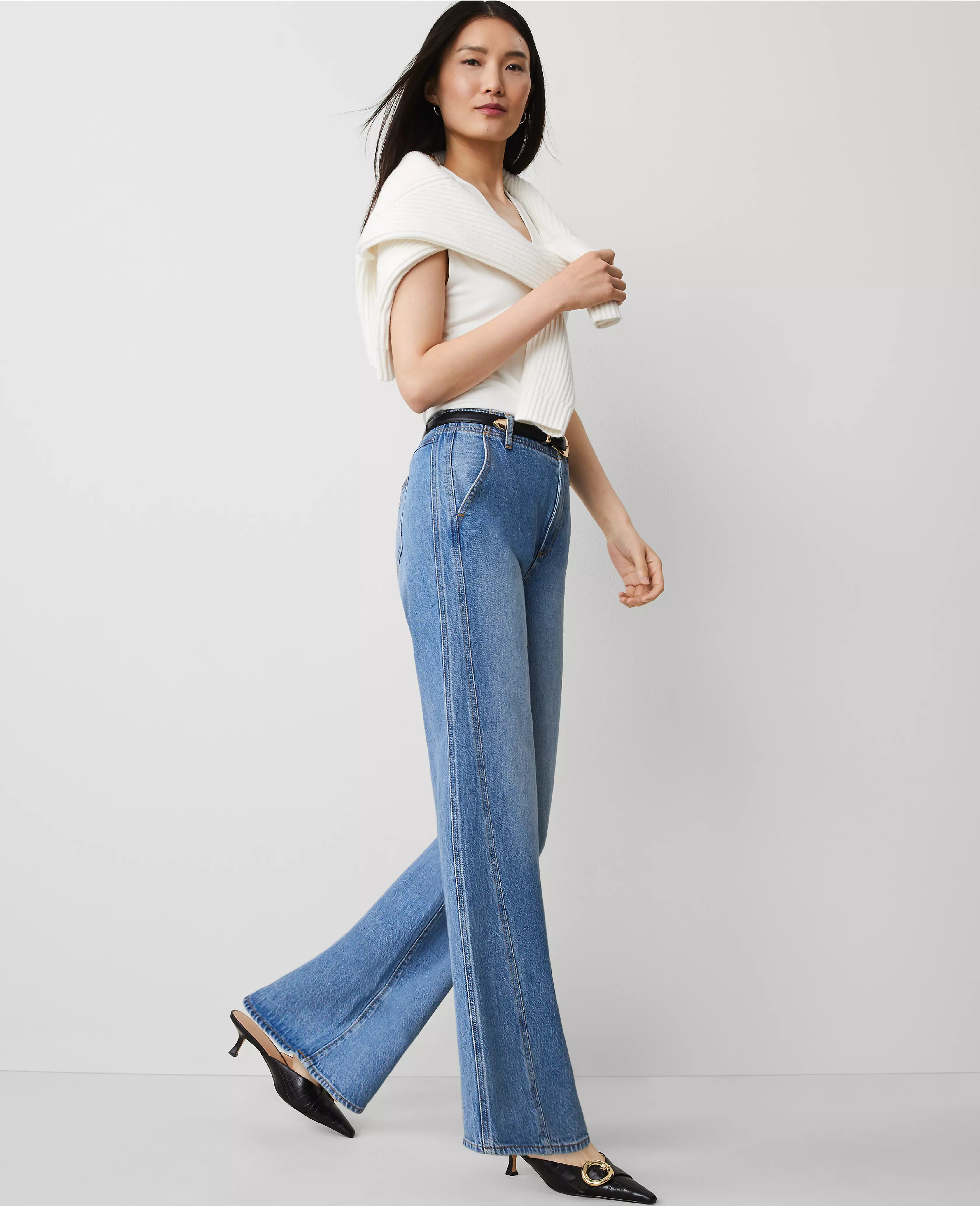 The Seamed Wide-Leg Jean | Ann Taylor