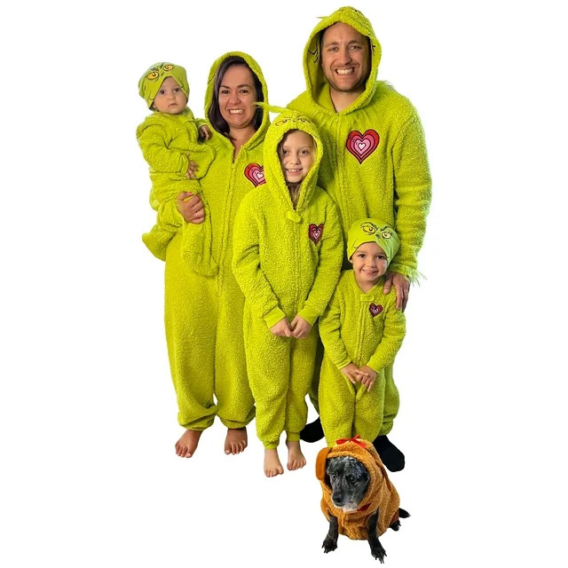 Dr. Seuss Unisex Kids The Grinch Christmas Matching Family Pajamas Union Suit, Sizes 6/6X-14/18 | Walmart (US)