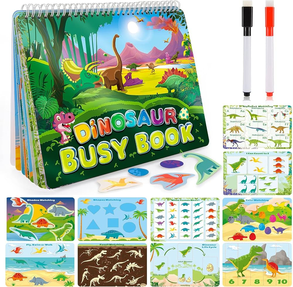 Montessori Toys for Toddlers, Newest Dinosaur Themes Busy Book for Kids Toys Ages 3-5 Preschool E... | Amazon (US)