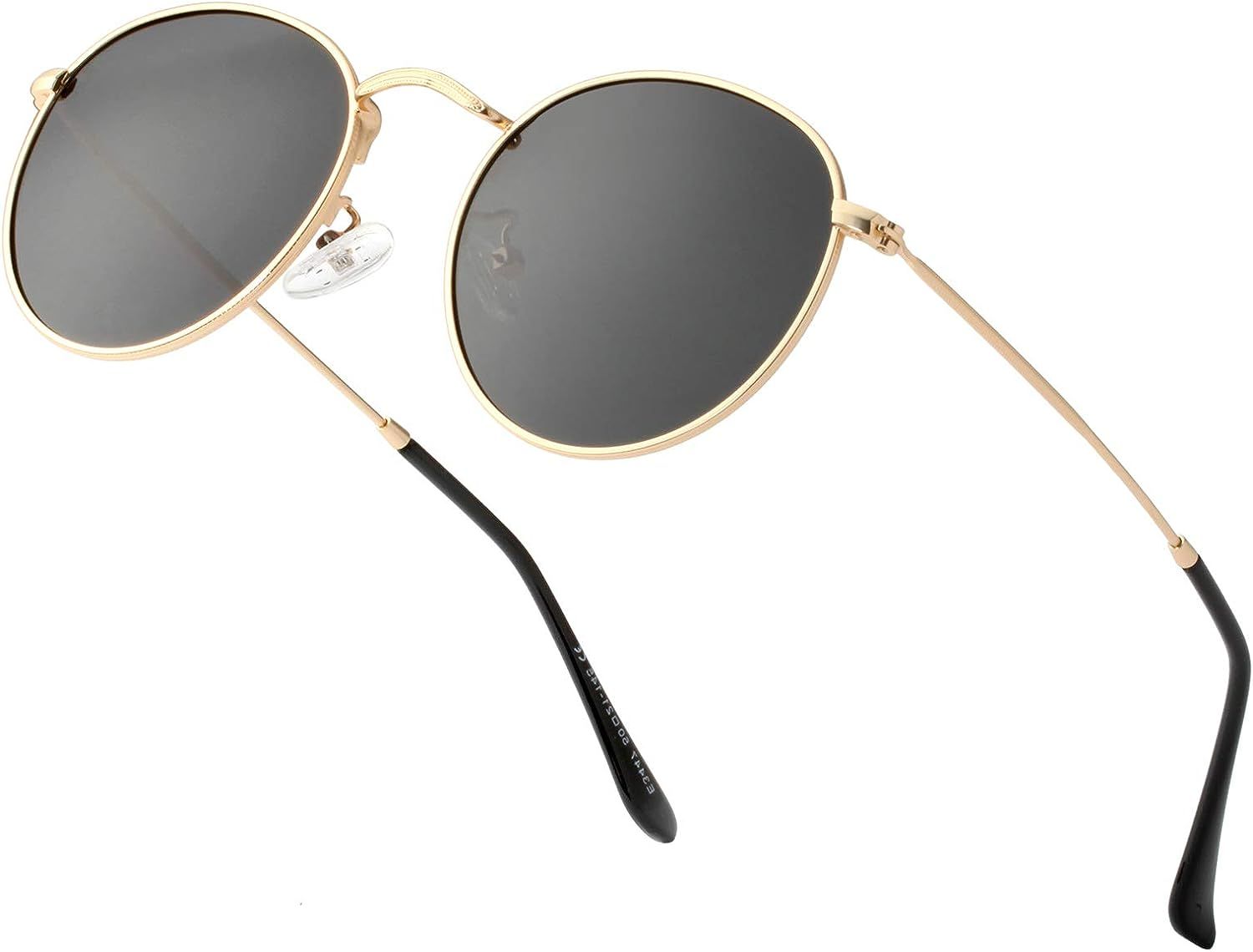 Small Round Polarized Sunglasses for Women Men Classic Retro Sun Glasses Circle Metal Frame Shade... | Amazon (US)