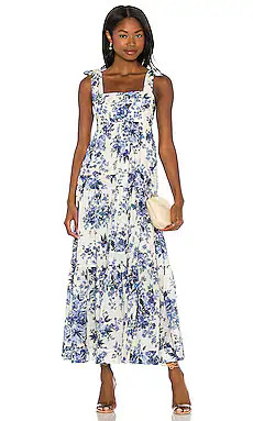 Zimmermann Aliane Tie Shoulder Dress in Blue Floral from Revolve.com | Revolve Clothing (Global)