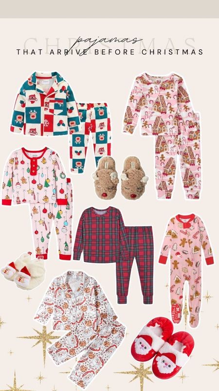 christmas pajamas for toddlers and babies that should arrive by Christmas! #christmaspajamas #christmas #christmasjammies #jammies #christmaskidpajamas #footiepajamas #twopiecepajama #nightgown 

#LTKkids #LTKHoliday #LTKSeasonal