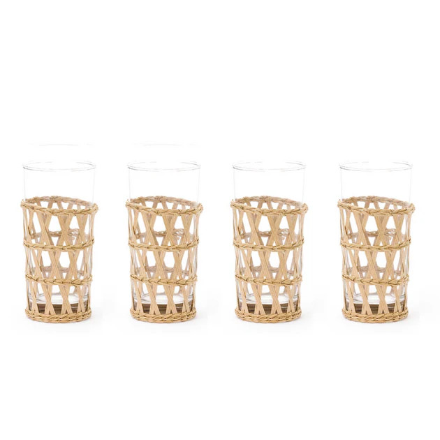 Island Wrapped Natural Ice Tea Glasses | Cailini Coastal