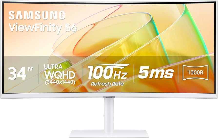SAMSUNG 34” ViewFinity (S65TC) Series Ultra-WQHD 1000R Curved Computer Monitor, HDR10, 100Hz, A... | Amazon (US)