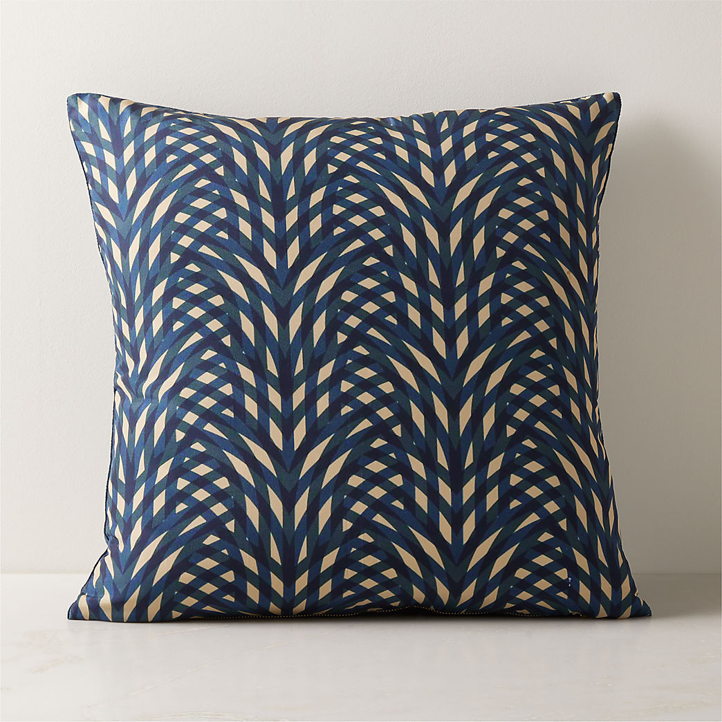 Amal Navy Blue Silk Throw Pillow with Down-Alternative Insert 20" | CB2 | CB2