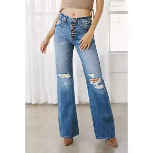 Women's Kancan Ariena Ultra High Rise 90's Flare Loose Fit Mom Jeans | Scheels