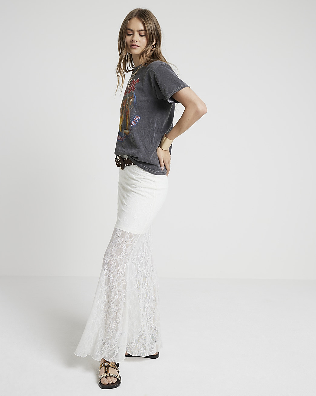 Cream Lace Maxi Skirt | River Island (UK & IE)