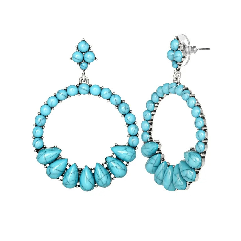 Jessica Simpson Faux Turquoise Stone Circle Drop Earring | Walmart (US)