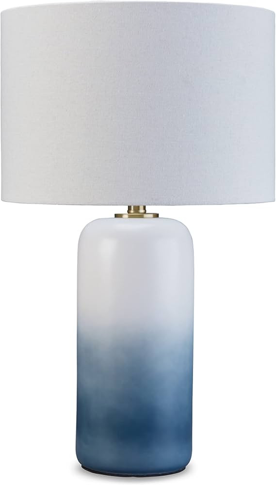 Signature Design by Ashley Lemrich Coastal 25.63" Ceramic Table Lamp, White & Blue | Amazon (US)