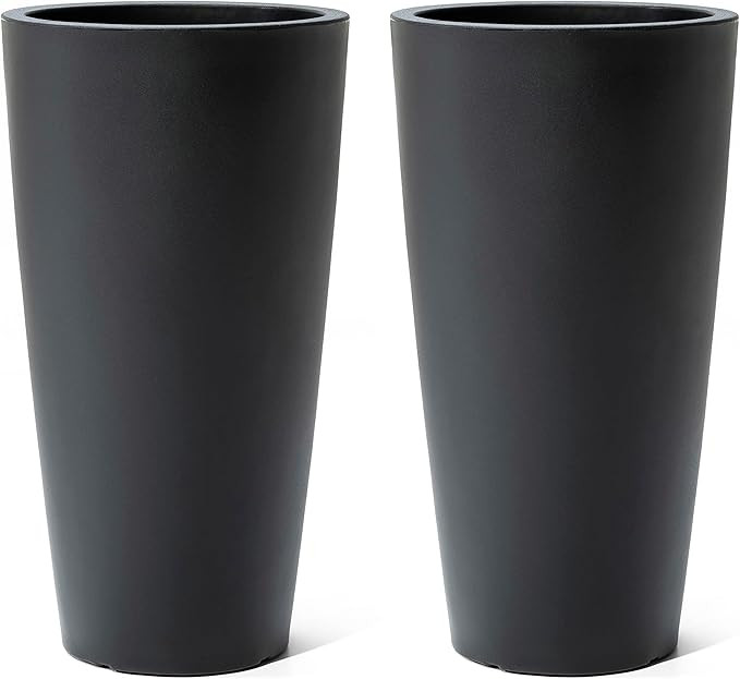 Step2 Tremont Tall Round Planter Pot, Onyx Black, 2-Pack – Large Planter for Outdoor/Indoor Use... | Amazon (US)