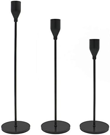 JINGYUAN 3pcs/lot Metal Black Candle Holders Simple Modern Taper Candlestick Holders Wedding Bar ... | Amazon (US)