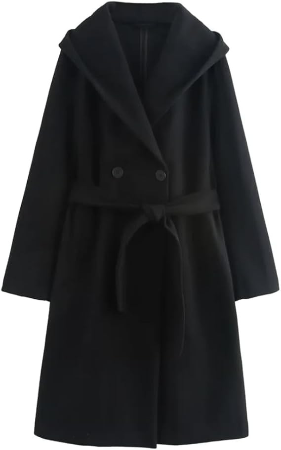 Women's Collar with Belt Bow Pocket Soft Windcoat Coat | Amazon (US)