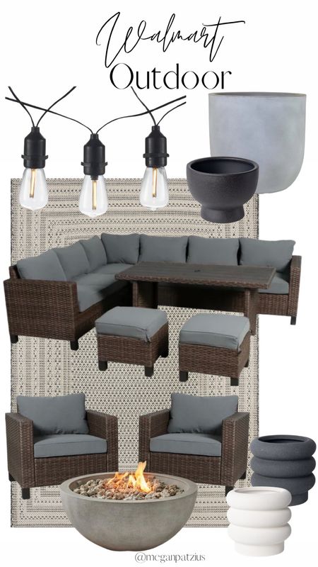 Walmart outdoor & patio decor 2024. Outdoor sectionals, chairs, tables, furniture sets, planters, rugs and umbrellas. Better Homes and Gardens affordable patio finds. 

#LTKhome #LTKSeasonal