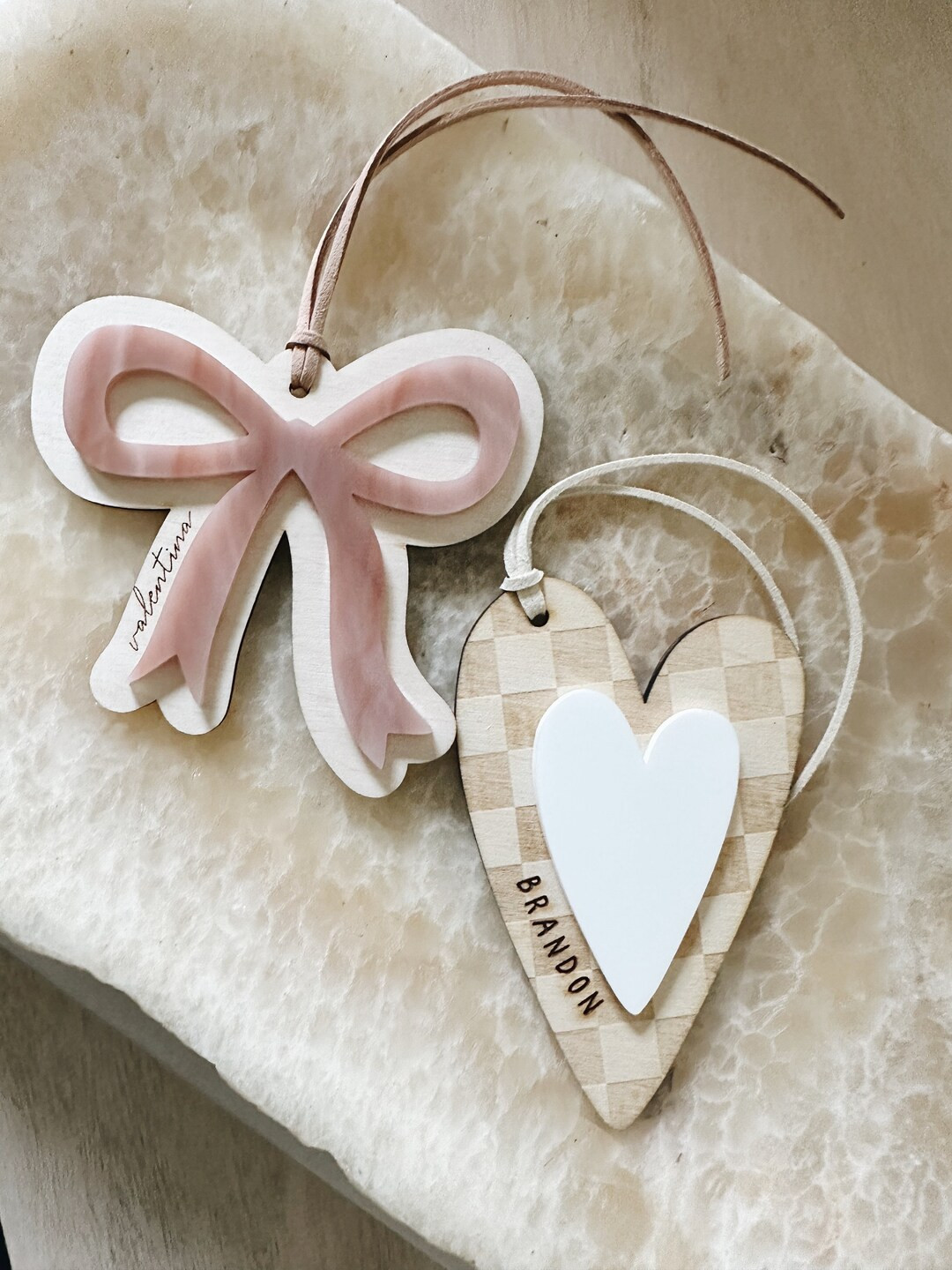 Bow Valentine’s Day Basket Tag, Checkered Heart Shaped Gift Tag, Custom Basket Marker, Gift For... | Etsy (US)