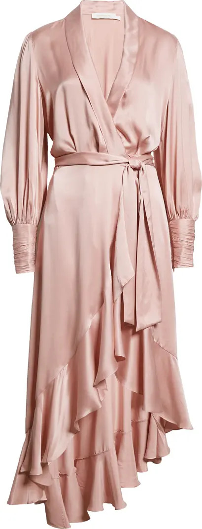 Zimmermann Dancer Asymmetric Ruffle Silk Midi Wrap Dress | Nordstrom | Nordstrom