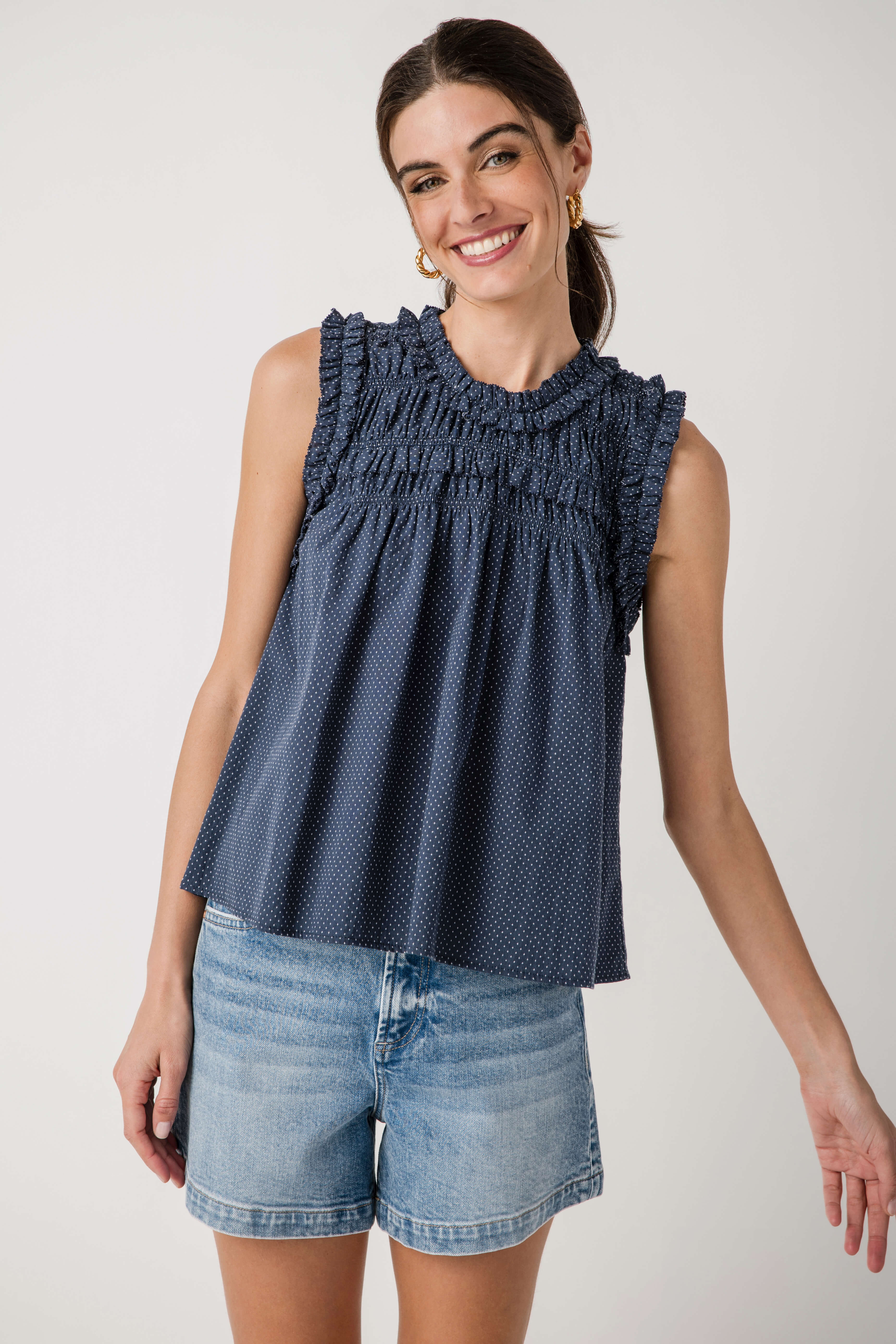 Raisonnel Smocked Birdseye Top | Social Threads