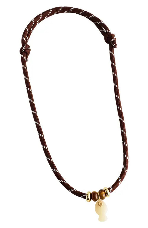 Madewell Semiprecious Paracord Charm Necklace in Dark Brown at Nordstrom | Nordstrom