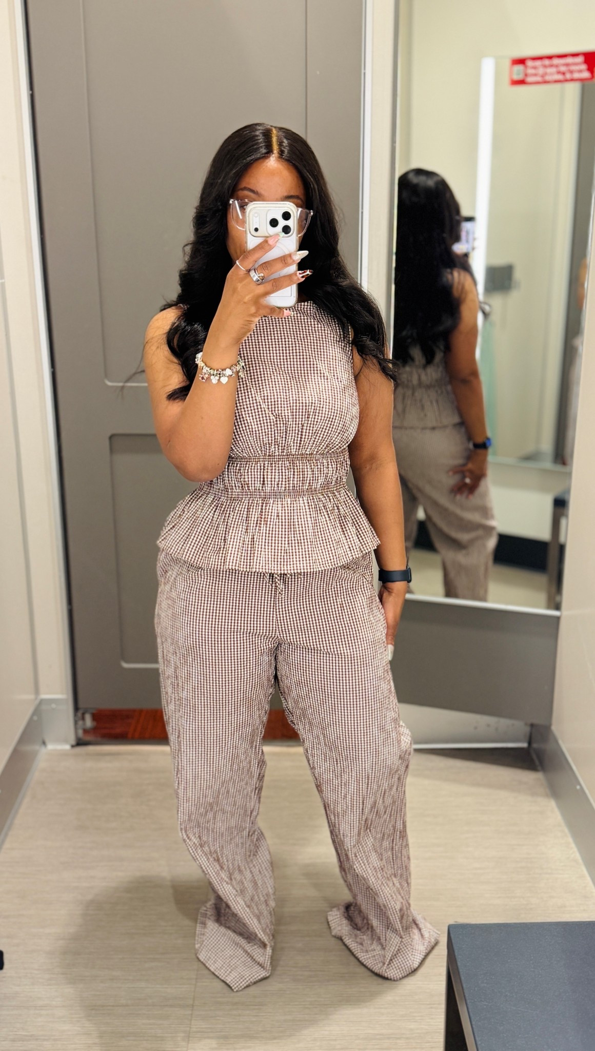 Wearing a size small in the top and a medium in the bottoms. The bottoms run really big and are long, I def could size down to a XS but they didn’t have any smaller sizes in store to try on. Love the top and it’s stretchy and comfortable on. I really do like this look just would go smaller in the bottoms. 

#LTKPetite #LTKSaleAlert #LTKU