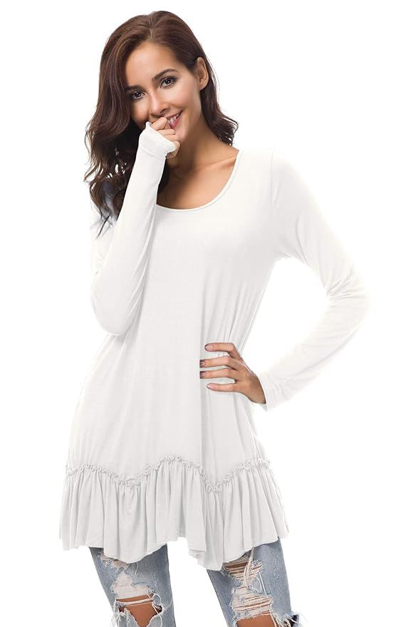 Urban CoCo Women's Casual T-Shirt Solid Long Sleeve Tunic Tops | Amazon (US)