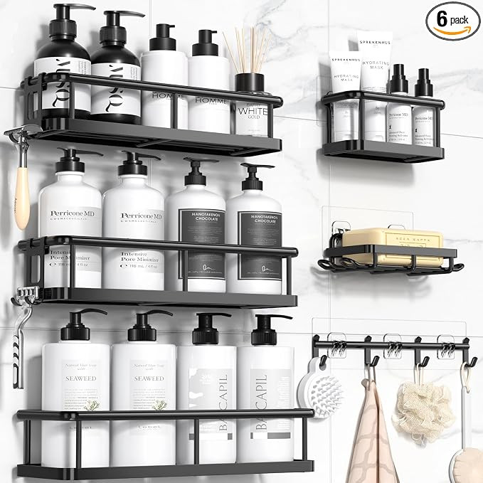 Shower Caddy Adhesive, Rustproof Shower Organizer with Soap Holder, Large Capacity Shower Shelves... | Amazon (US)